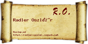 Radler Oszlár névjegykártya